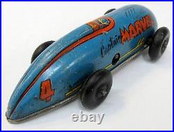 1947 CAPTAIN MARVEL Blue #4 Fawcett Comics tin litho windup race car