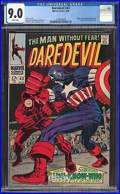 1968 Marvel Daredevil #43 CGC 9.0 White Pages Captain America Appearance