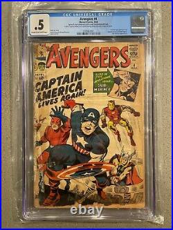 AVENGERS #4 CGC 0.5 MARVEL 1st Silver Age Appearance of Captain America 1964