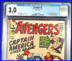 AVENGERS #4 CGC 3.0 1st Silver Age Appearance Captain America 1964 Marvel Comics