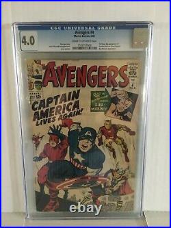 AVENGERS #4 CGC 4.0 FIRST SILVER AGE APPEARANCE OF CAPTAIN AMERICAMarvel 1964