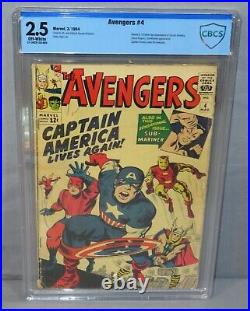 AVENGERS #4 (Captain America 1st Silver Age app) CBCS 2.5 GD+ Marvel Comics 1964