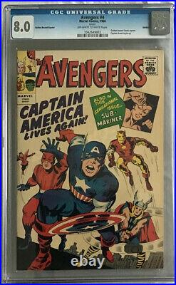 AVENGERS #4 GOLDEN RECORD REPRINT (1966) CGC 8.0 OWithW Captain America Jack Kirby