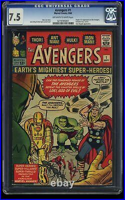 Avengers #1 CGC VF- 7.5 Off White to White Thor Captain America Iron Man Hulk