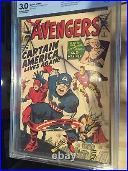 Avengers 1 Cbcs Graded 6.0 + 4 Captain America Looks Vf Same As Cgc Unrestored
