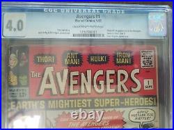 Avengers #1 Cgc 4.0 Thor Captain America Iron Man Hulk Ant Man Wasp 1963