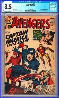 Avengers #4 CGC 3.5 1st Silver Age app. Of Captain America (Steve Rogers) L@@K