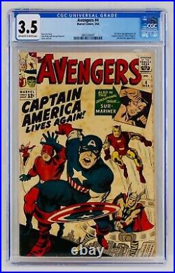 Avengers #4 CGC 3.5 First Captain America (Steve Rogers) S/A Appearance 1st 1964