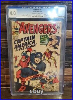 Avengers #4 CGC 4.5 1st Silver Age Appearance of Captain America Marvel 1964