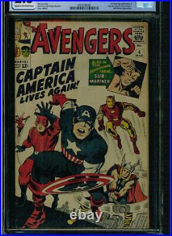 Avengers #4 Cgc 2.5 1st Siver Age Captain America Jack Kirby Classic Art 1964