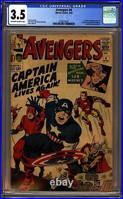 Avengers #4 Cgc 3.5 Vg- First Appearance Captain America Silver Age Key