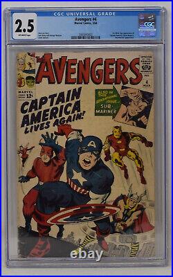 Avengers 4 Marvel 1964 CGC 2.5 1st Silver Age Captain America Jack Kirby
