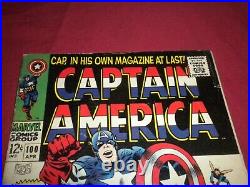 BX7 Captain America #100 marvel 1968 comic 5.5 silver age 1ST SOLO TITLE