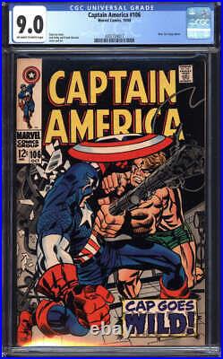 CAPTAIN AMERICA #106 CGC 9.0 OWithWH PAGES // MARVEL COMICS 1968