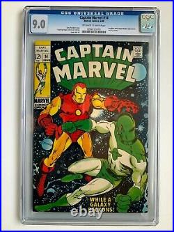 CAPTAIN MARVEL #14, CGC 9.0, Iron Man & Puppet Master appear, last 12¢ issue