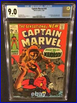 CAPTAIN MARVEL #18 Comic Book CGC 9.0 CAROL DANVERS MS MARVEL 1969 Gil Kane