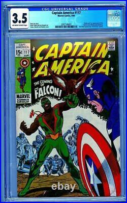 CGC 3.5 CAPTAIN AMERICA #117 1ST APPEARANCE OF SAM WILSON THE FALCON 1969 OWithW