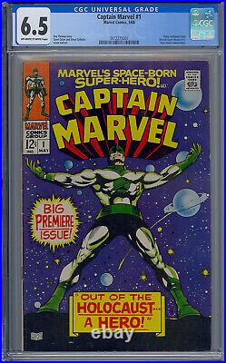CGC 6.5 CAPTAIN MARVEL #1 1ST SERIES 1968 2ND CAROL DANVERS APP OWithWHITE PAGES