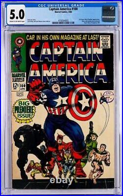 Captain America #100 1968, CGC 5.0 Cream/OW 4156504003, BIG Premiere issue