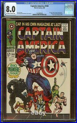 Captain America #100 CGC 8.0 OWithW Pages 1st Issue Stan Lee Story 1968