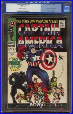 Captain America # 100 CGC 9.4 OWithW (Marvel, 1968) Classic Kirby Cover, 1st issue
