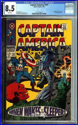 Captain America #101 Cgc 8.5 White Pages // Red Skull Cover Marvel 1968