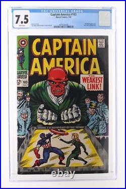 Captain America #103 Marvel 1968 CGC 7.5 Red Skull Appearance. Two color varia