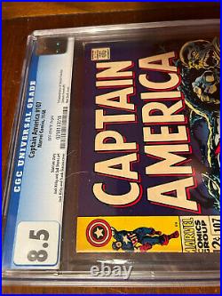 Captain America #107 11/68 Cgc 8.5 Ow Iconic Cover Hitler Red Skull! Nice