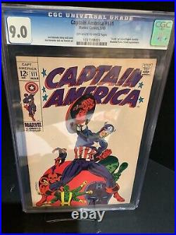 Captain America #111 CGC 9.0 OW-W (Classic Steranko Cover, Marvel Comics, 1969)
