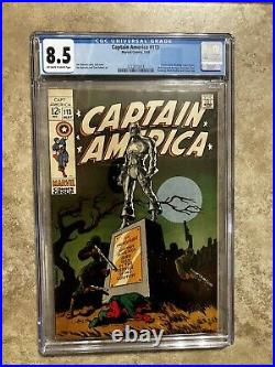 Captain America #113 High Grade Classic Cover Steranko Marvel Comic 1969 CGC 8.5