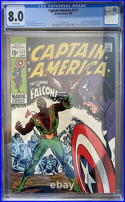 Captain America #117, First Falcon! Cgc 8.0 White Pages! Key Issue