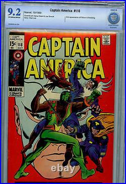 Captain America #118 CBCS 9.2 1969 Silver Age Marvel Comics 2nd Falcon B3
