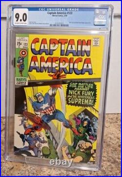 Captain America #123 CGC 9.0! Marvel 1970 Bronze Age Issue, FURY APPEARANCE
