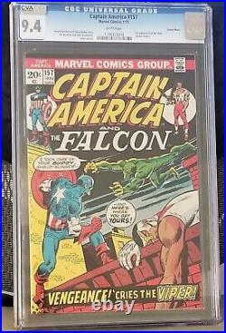 Captain America #157 1st Viper Marvel 1973 CGC 9.4 White CVA Exceptional