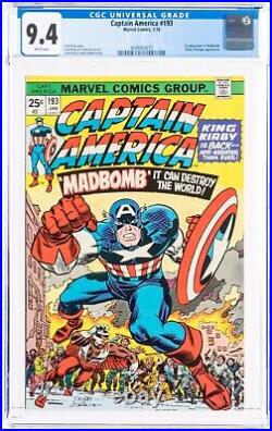 Captain America #193? CGC 9.4? 1st App MADBOMB! Jack Kirby Marvel Comic 1976