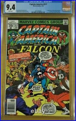 Captain America #217 Cgc 9.4 Nm White Pgs 1st Marvel Boy Quasar Avengers 1978