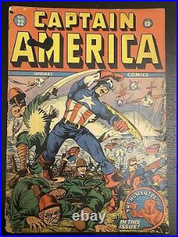 Captain America Comics #22 GOLDEN AGE 1943 TIMELY Marvel Shores ICONIC cover HTF