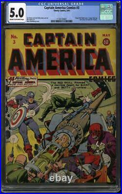 Captain America Comics #3 CGC 5.0 (C-OW) 1st Stan Lee Published Marvel Work