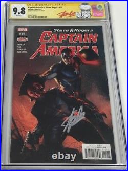 Captain America Steve Rogers #15 Dell'Otto Cover Signed by Stan Lee CGC 9.8 SS