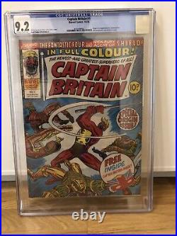 Captain Britain 1 CGC 9.2 OWithW Marvel Bronze Age Key 1st Cap Britain With Mask