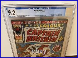 Captain Britain 1 CGC 9.2 OWithW Marvel Bronze Age Key 1st Cap Britain With Mask