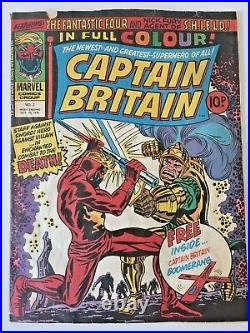 Captain Britain. No. 2. Boomerang Included. Vintage 1976. Marvel Comics Uk