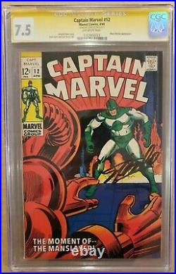 Captain Marvel #12 CGC 7.5 SS Stan Lee OW Black Widow