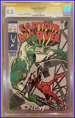Captain Marvel #13 CGC 8.5 SS Stan Lee OW pages