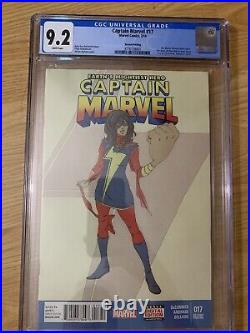 Captain Marvel #17 2nd Print CGC 9.2 HTF 1st Cover Kamala Khan Ms Marvel Comics