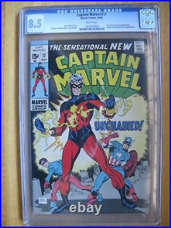 Captain Marvel #17, Cgc 8.5 Vf+. White Pages. Like Halo, Pgx, Cbcs. 1969