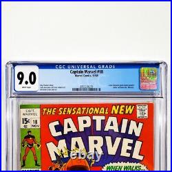 Captain Marvel #18 CGC 9.0 VF/NM? White Pages? Carol Danvers Gains Powers