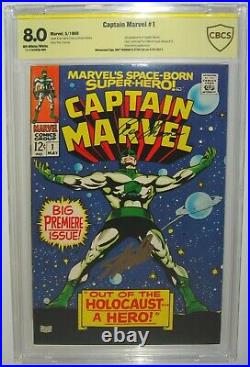 Captain Marvel #1 CBCS CGC 8.0 STAN LEE ROY THOMAS SIGNED SS Signature Series