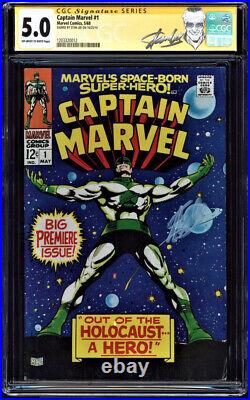 Captain Marvel #1 Cgc 5.0 Oww Ss Stan Lee Signed Cgc #1203320012