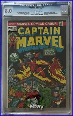 Captain Marvel #27 CGC 8.0 1st App Eros Starfox Marvel 1973 No Reserve
